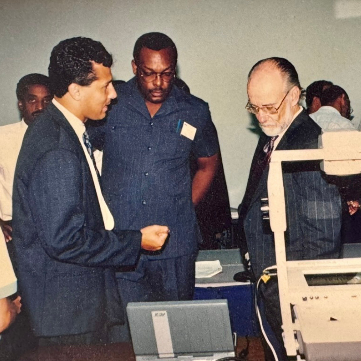 Luis Viloria presenting computer technology in the Caribbean during the mid-1990s
